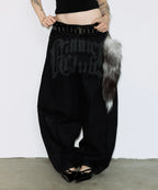 【Fancy Club】 TOOTH JAM WIDE DENIM PANTS [Black / Green]