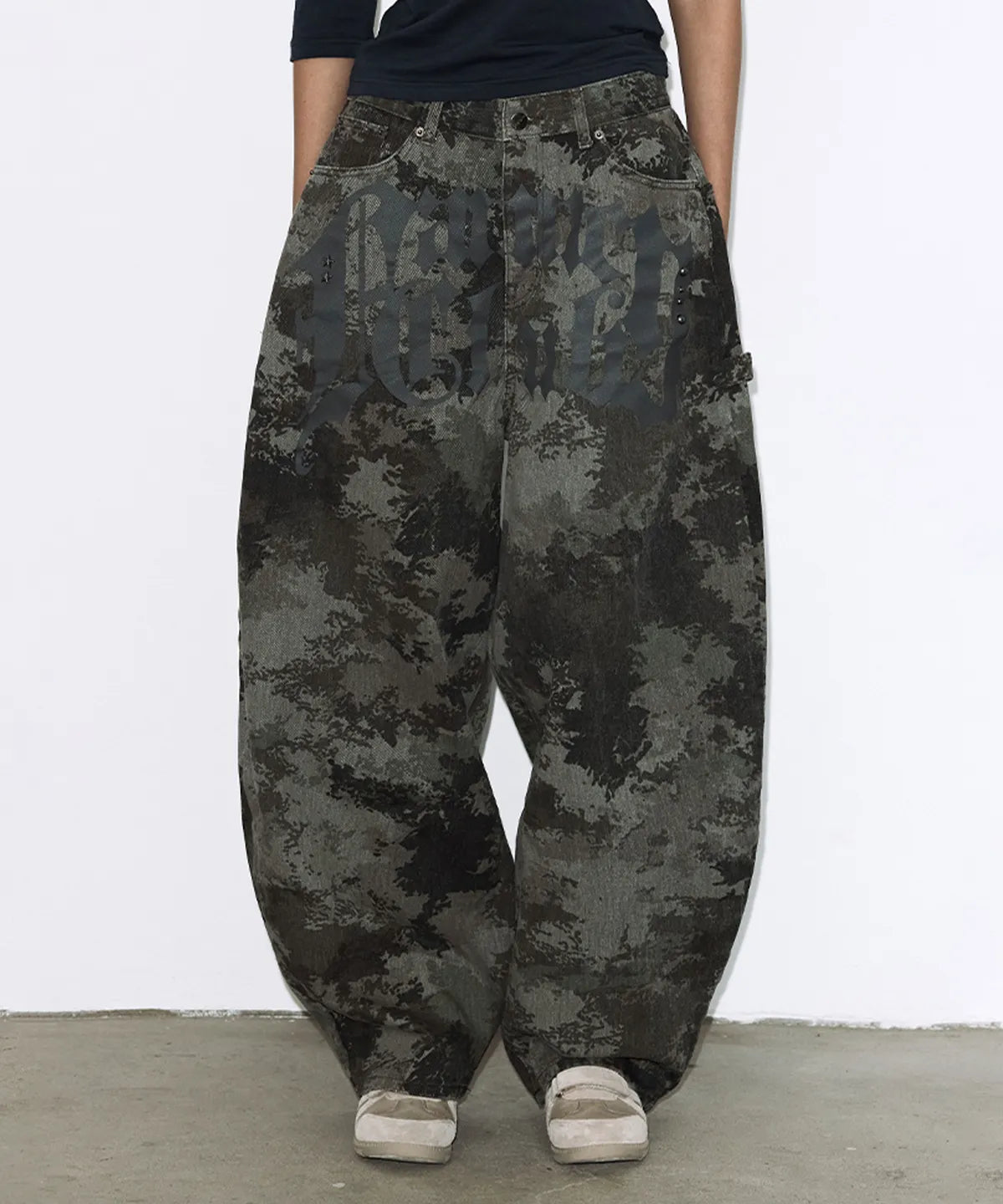 【Fancy Club】 TOOTH JAM WIDE DENIM PANTS [Black / Green]