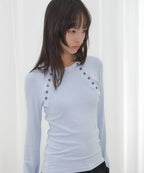 【Fancy Club】 MOVE BUTTON LONG SLEEVE [ White / Blue / Black]