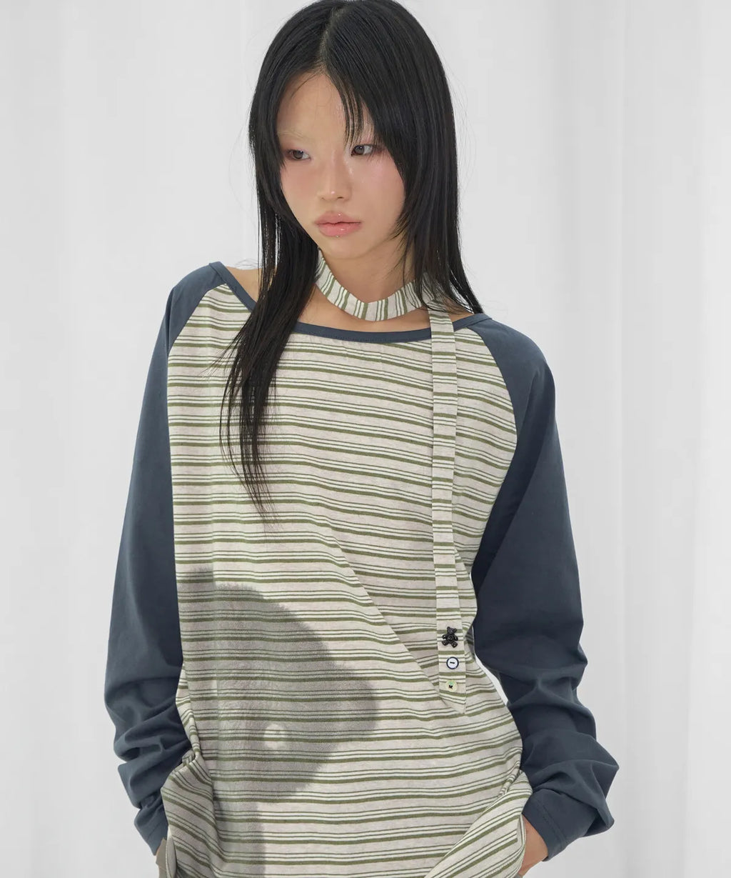 【Fancy Club】MY BEAR OFF-SHOULDER [Pink / Blue]
