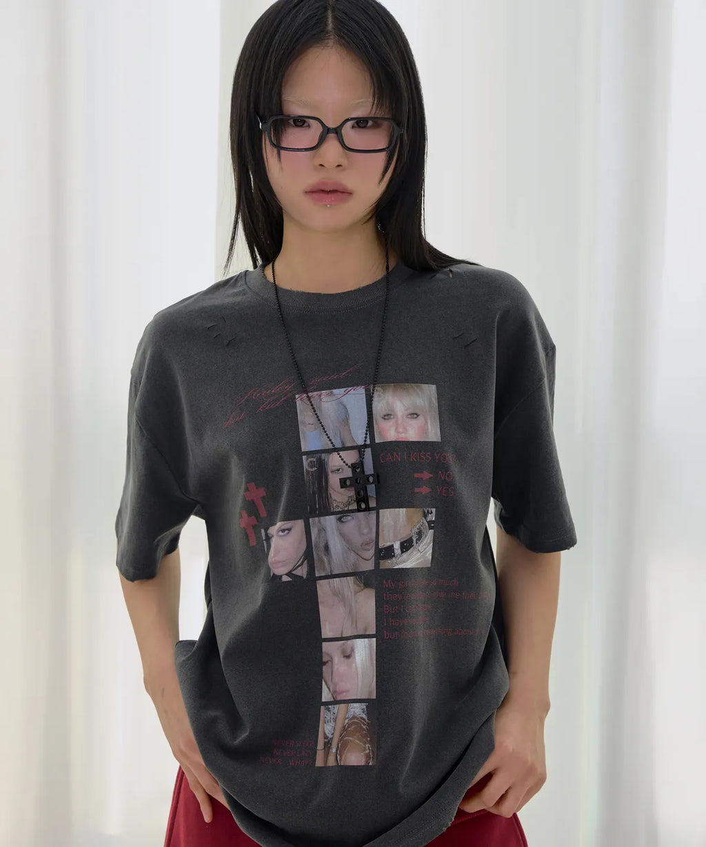 【Fancy Club】 DAMAGE FEARLESS TEE [White / Charcoal / Black]