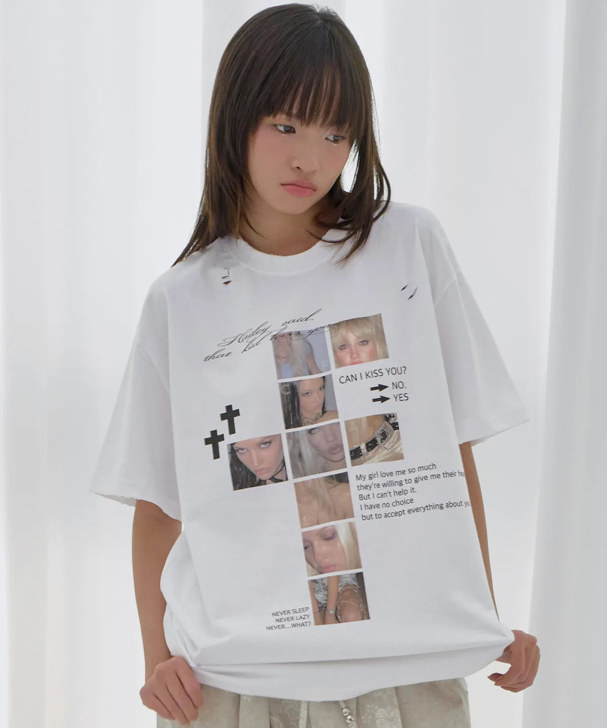【Fancy Club】 DAMAGE FEARLESS TEE [White / Charcoal / Black]