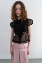 【overdue flair】VICTORIAN FRILL MESH BLOUSE - 2 colors