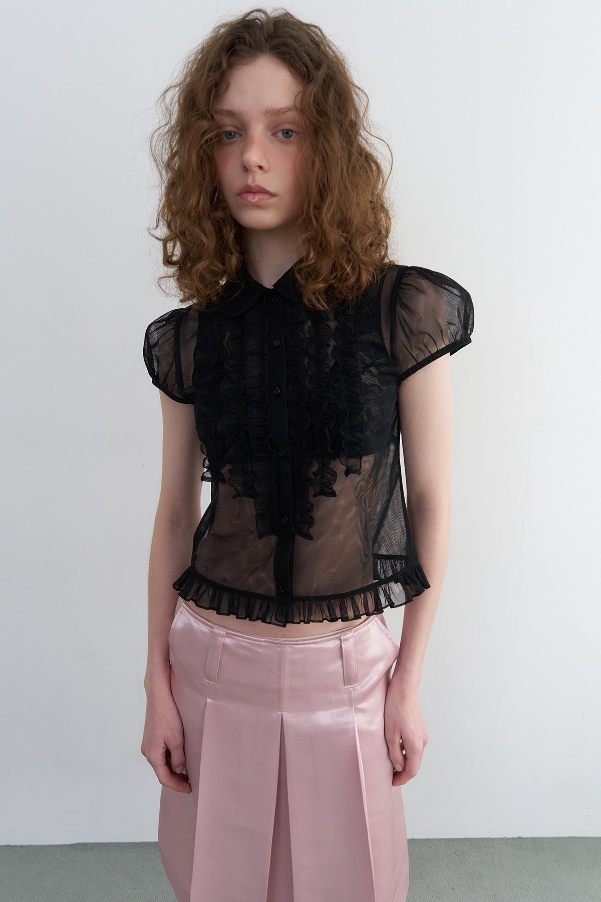 【overdue flair】VICTORIAN FRILL MESH BLOUSE - 2 colors