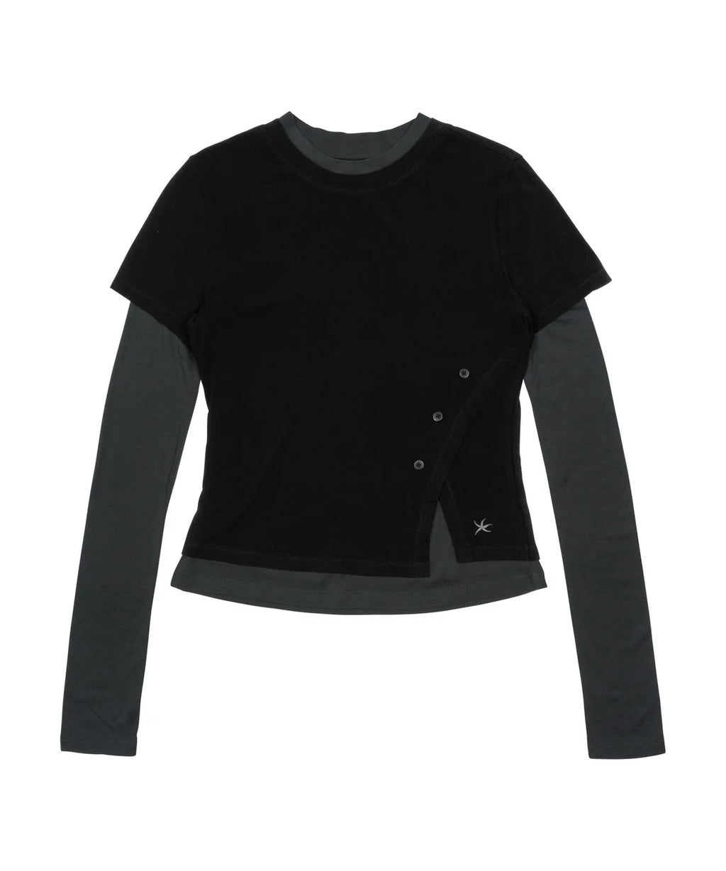 【TCM】 layered button long sleeve - 2 colors