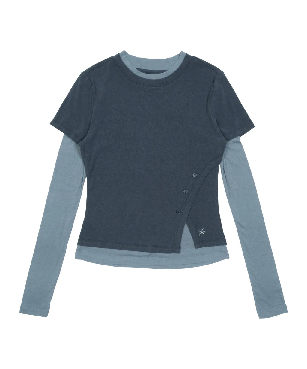 【TCM】 layered button long sleeve - 2 colors