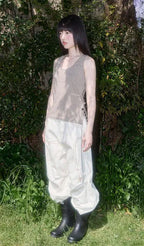 【Fancy Club】DOT BUTTON SLEEVELESS [Brown]