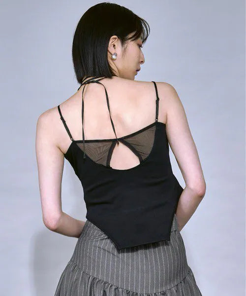 綁帶附胸墊吊帶背心 [Black/White]（黑色現貨）