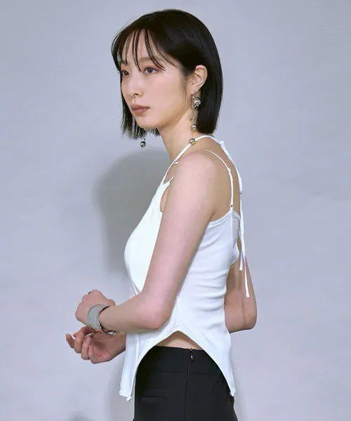 綁帶附胸墊吊帶背心 [Black/White]（黑色現貨）