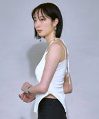 綁帶附胸墊吊帶背心 [Black/White]（黑色現貨）