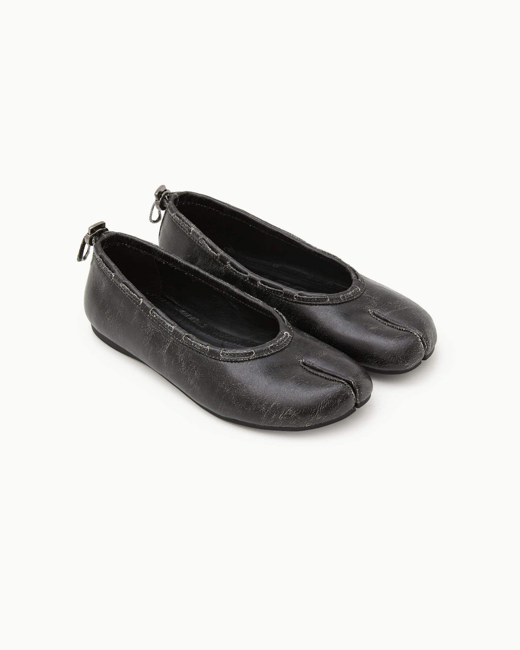 【PAES】Leather String Vintage Flat  [ White / Black ]