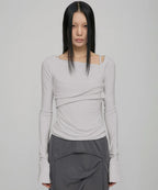 【Flare up】Layered Bustier Long Sleeve [Black / Grey / Charcoal / White]