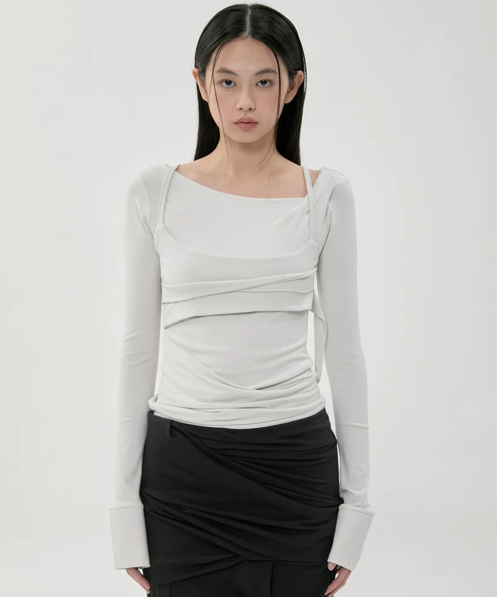 【Flare up】Layered Bustier Long Sleeve - 5 colors