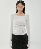 【Flare up】Layered Bustier Long Sleeve - 5 colors