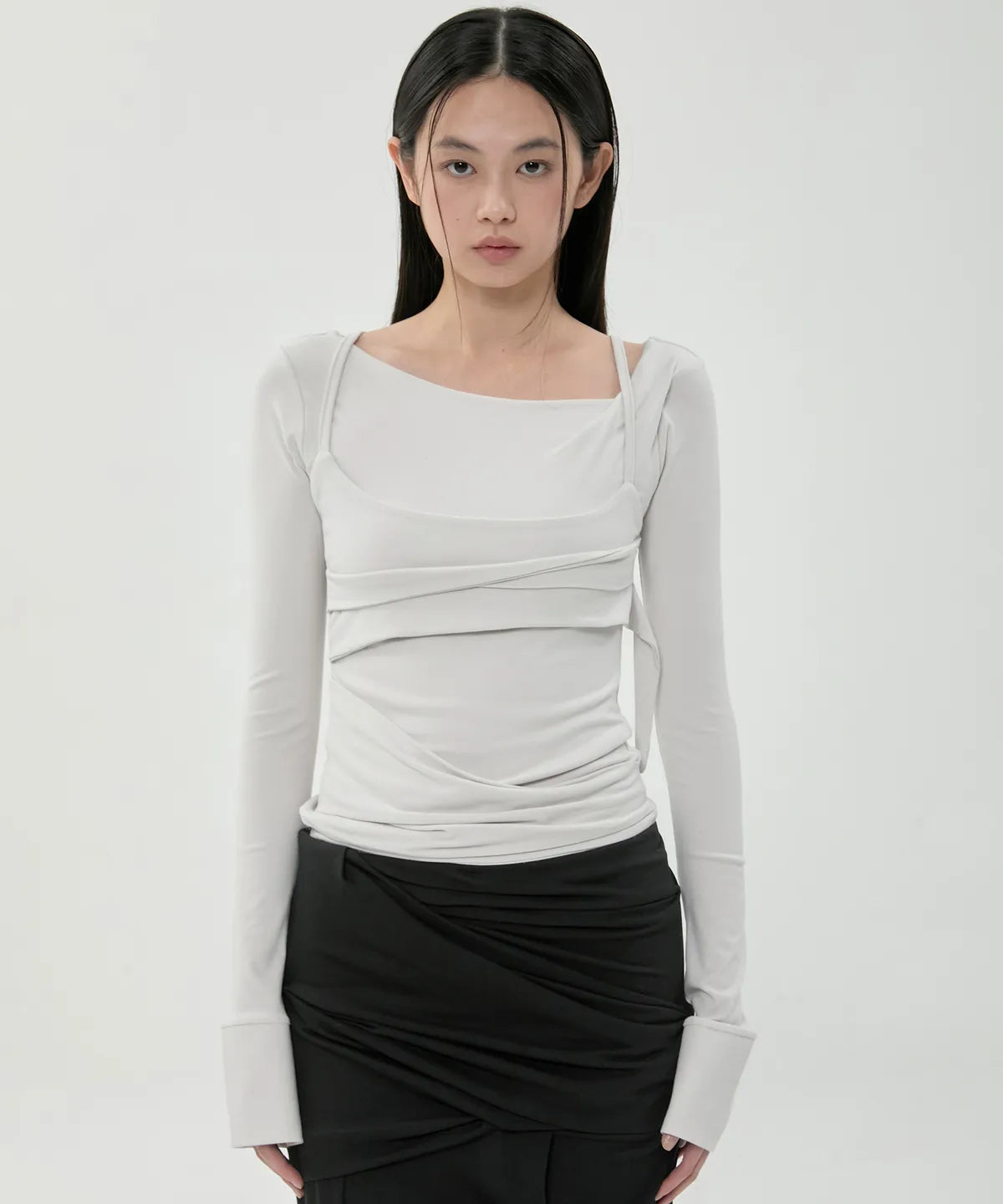 【Flare up】Layered Bustier Long Sleeve - 5 colors