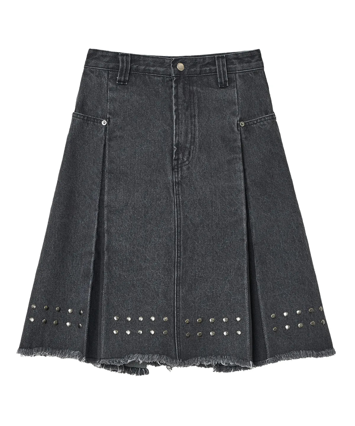 【typeservice】Stud Denim Panel Skirt [ Black ]