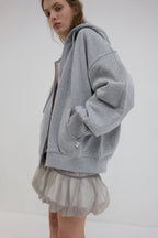 【overdue flair】ORGANZA LAYERED MINI SKIRT - GREY/WHITE