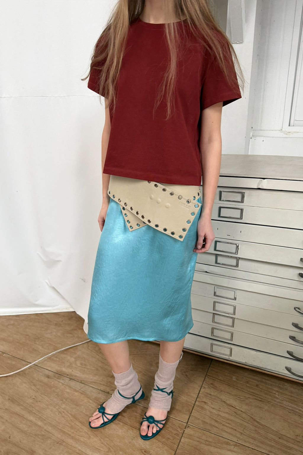 【overdue flair】BEADED LAYERED WRAP SKIRT - YELLOW/BLUE