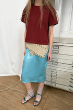 【overdue flair】BEADED LAYERED WRAP SKIRT - YELLOW/BLUE