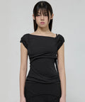 【Flare up】 Layered Bustier T-shirt [4 colors]