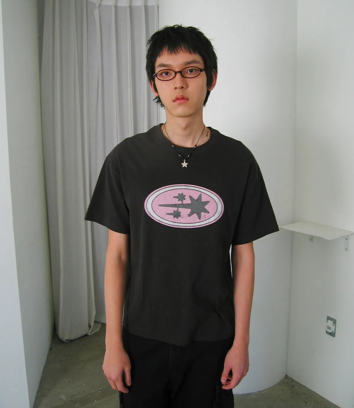 【niceghostclub】oval 3star logo tee [ charcoal / grey ]