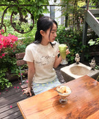 【niceghostclub】FFATS flower shop layered tee [ ivory ]