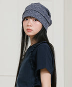 【niceghostclub】  】FFATS flower turban beanie [ navy / black ]