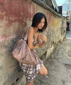 【Fancy Club】BELTED WASHING LEATHER BAG [Black / Gray / Baby Pink]