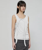 【Flare up】3-Layered Braided Sleeveless [Black / White / Gray]