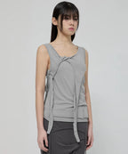 【Flare up】3-Layered Braided Sleeveless [Black / White / Gray]