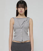 【Flare up】Asymmetric Snap Hoodie [Black / White / Gray]