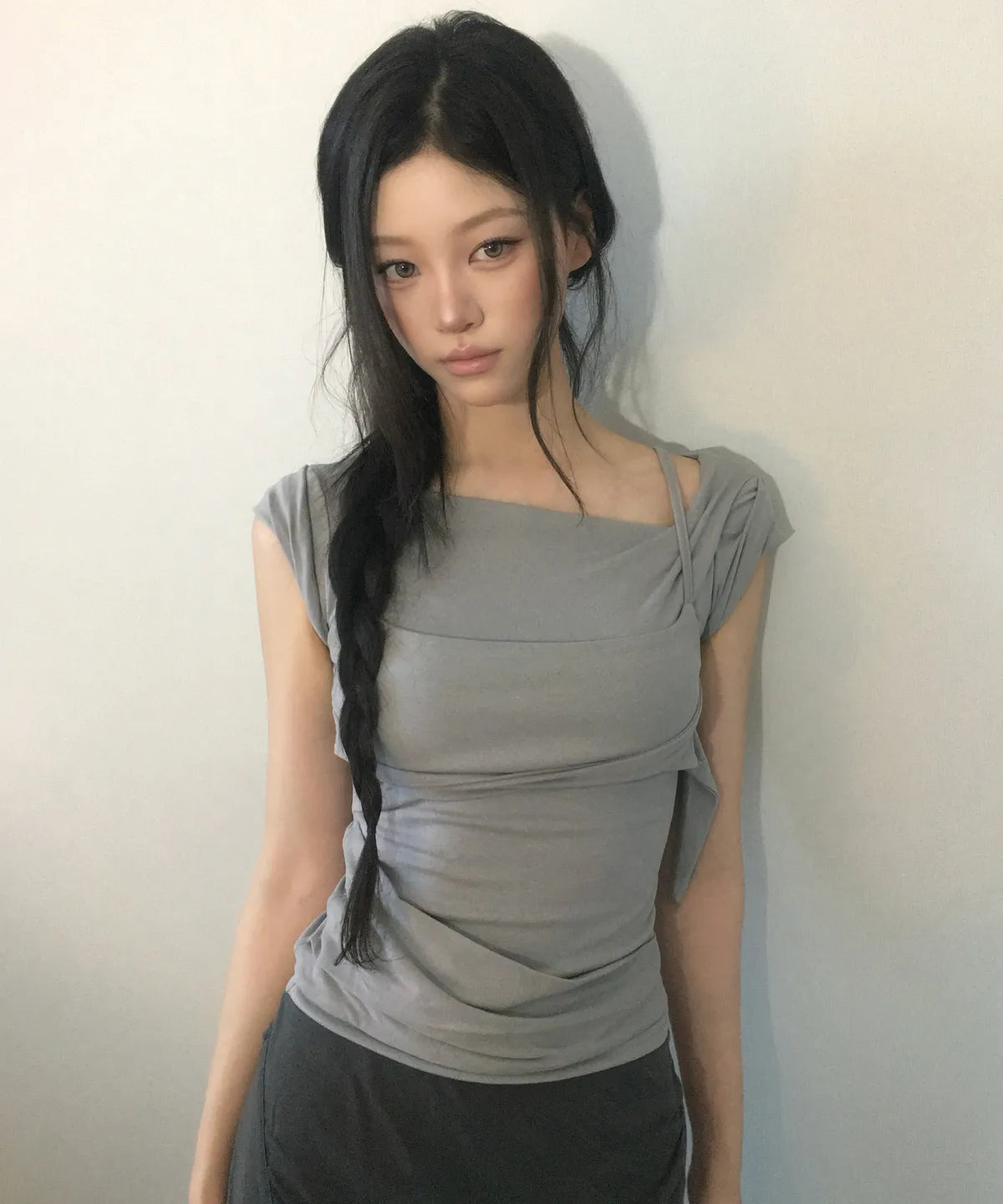 【Flare up】 Layered Bustier T-shirt [4 colors]