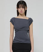 【Flare up】 Layered Bustier T-shirt [4 colors]