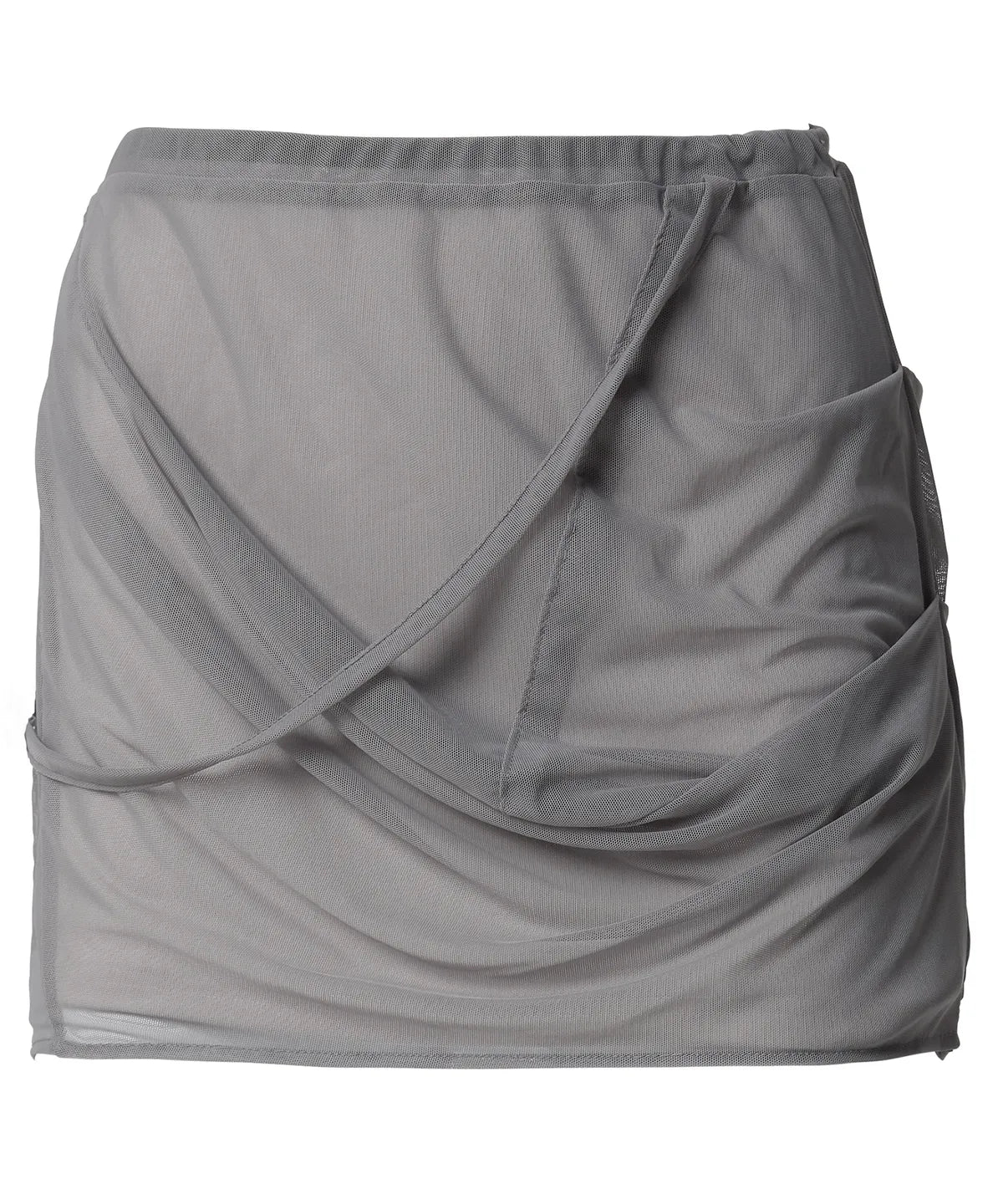 【Flare up】Draped Mesh Layered Mini Skirt [Black / Gray]