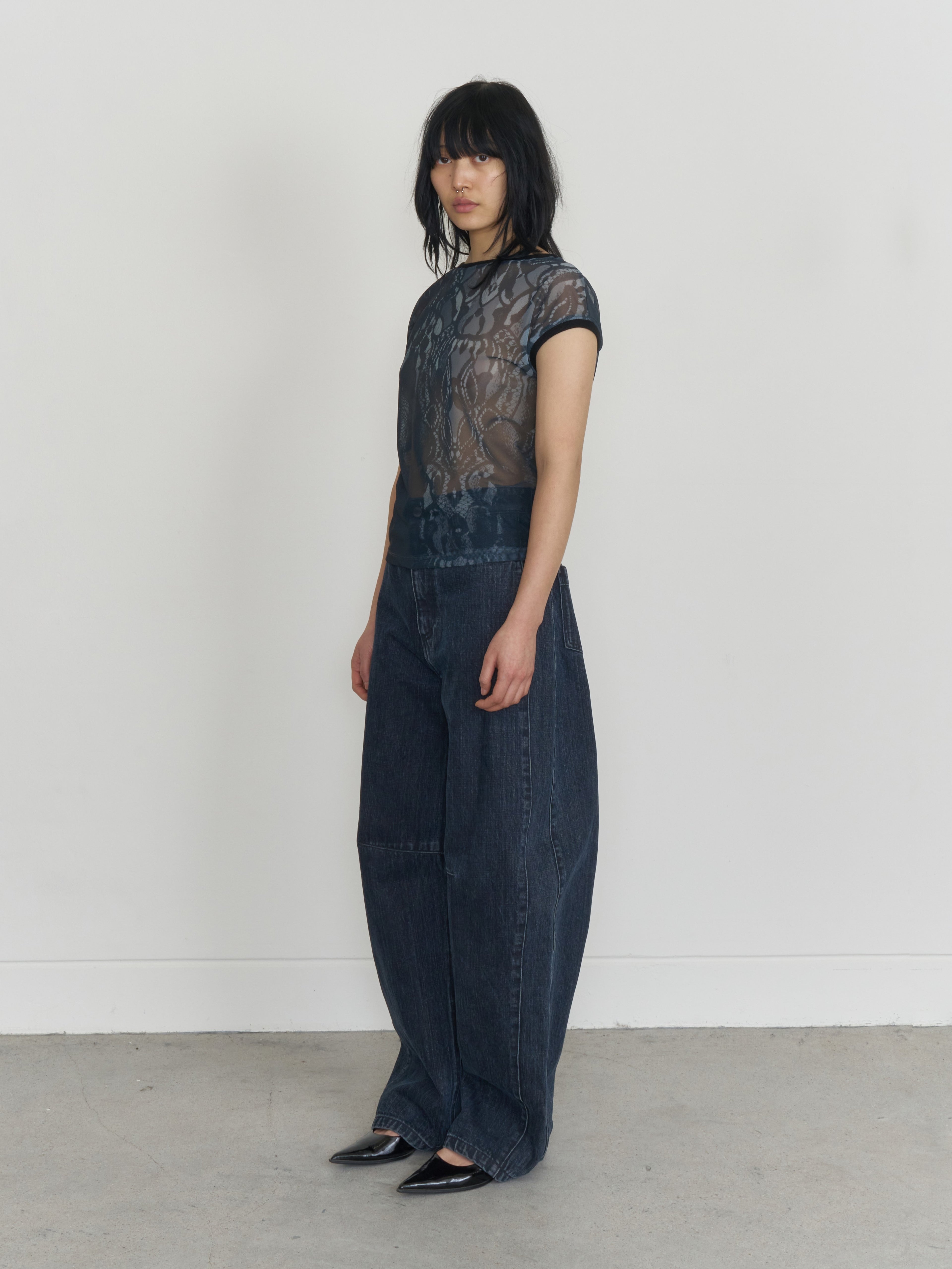 【odlyworkshop】Ribbed Short Mesh Tee  - 2 colors
