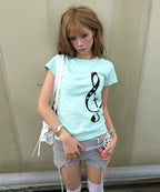 【Fancy Club】CLEF SYMBOL TEE [White / Mint]