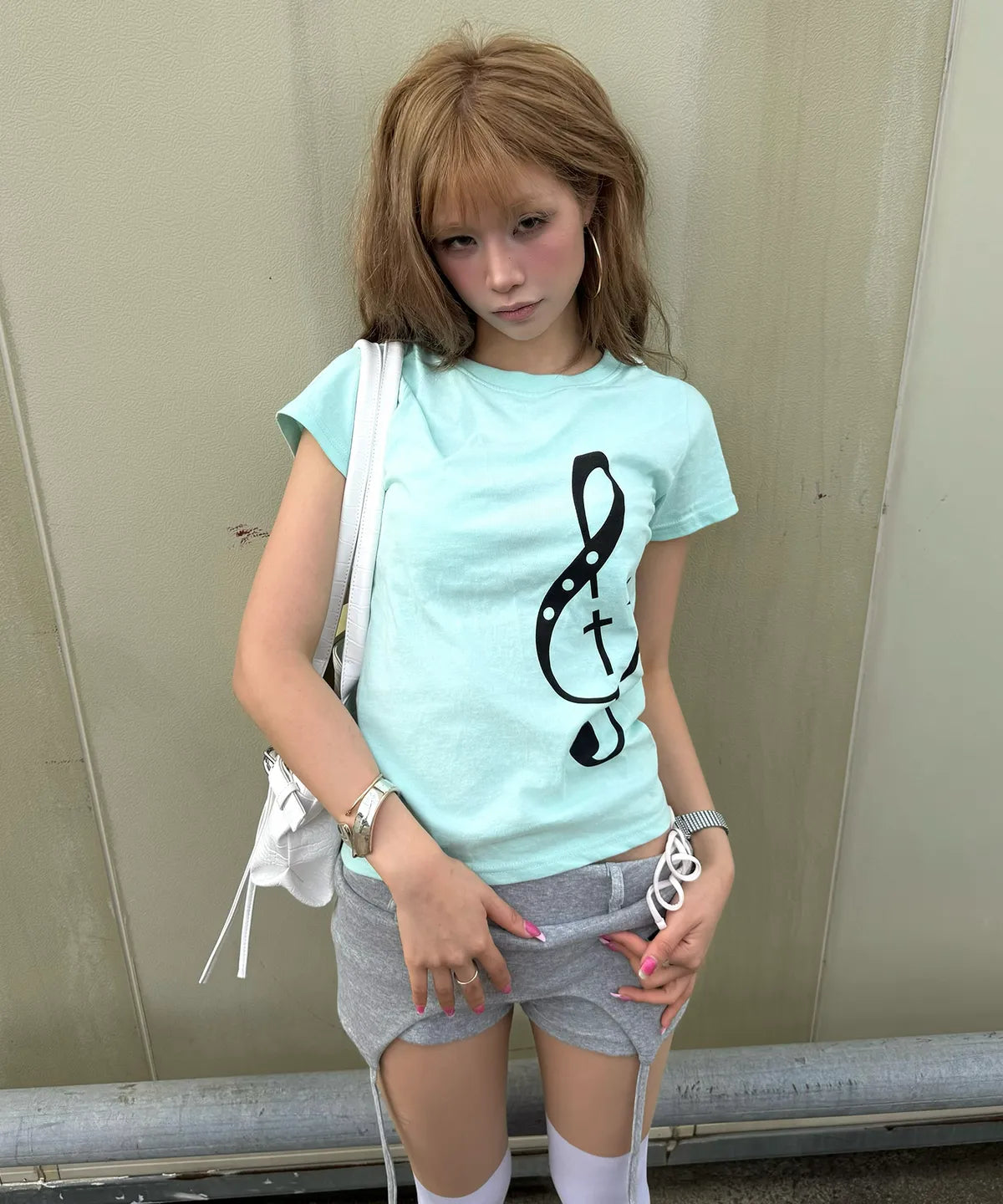 【Fancy Club】CLEF SYMBOL TEE [White / Mint]