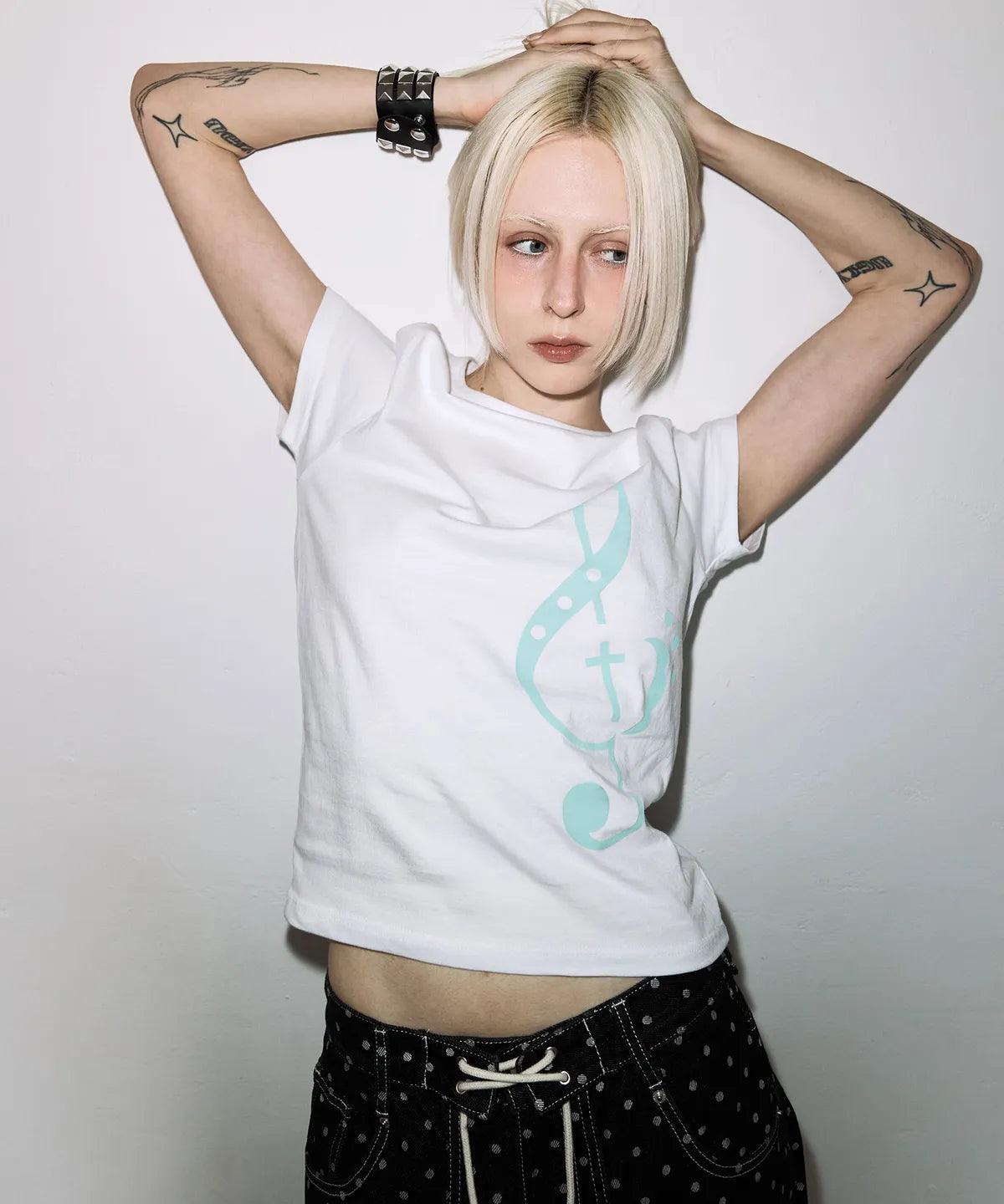 【Fancy Club】CLEF SYMBOL TEE [White / Mint]