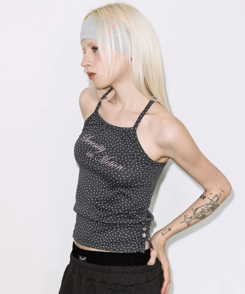 【Fancy Club】SERENITY BUTTON SLEEVELESS  [Blue / Charcoal]