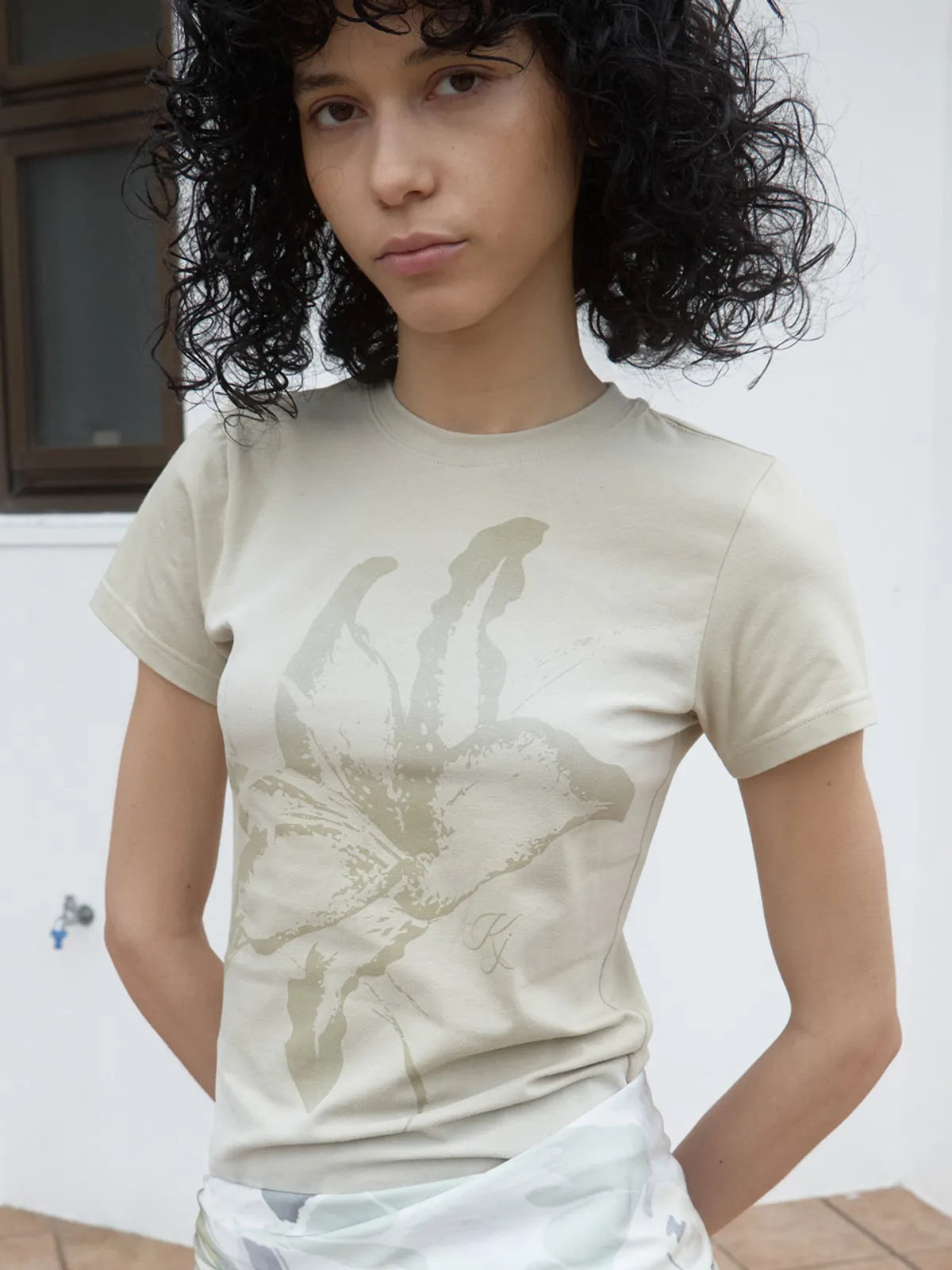 【kijun】Lily Blush Tee Dusty [Sage / Pink]