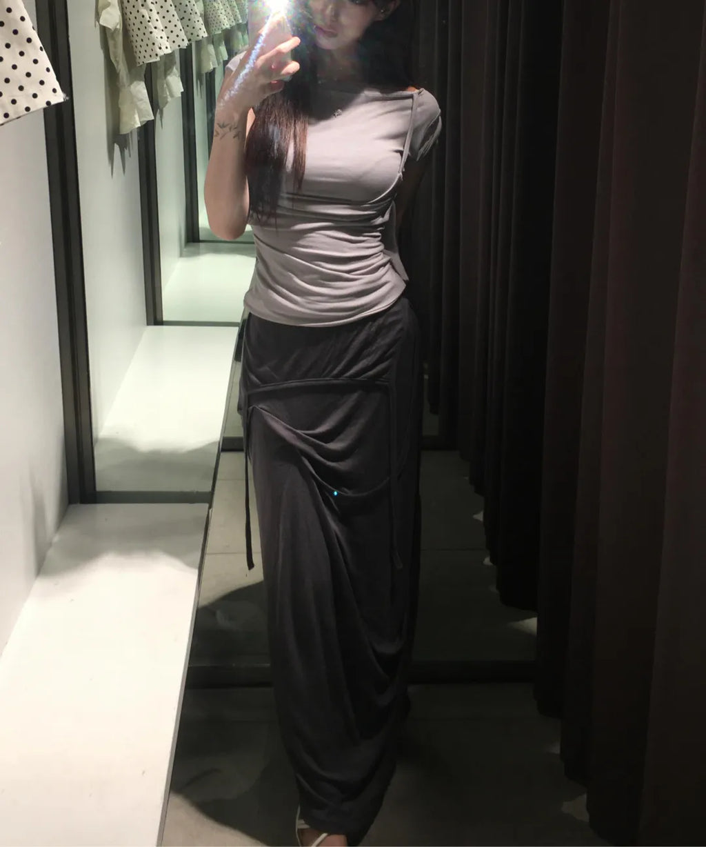 【Flare up】 Layered Bustier T-shirt [4 colors]