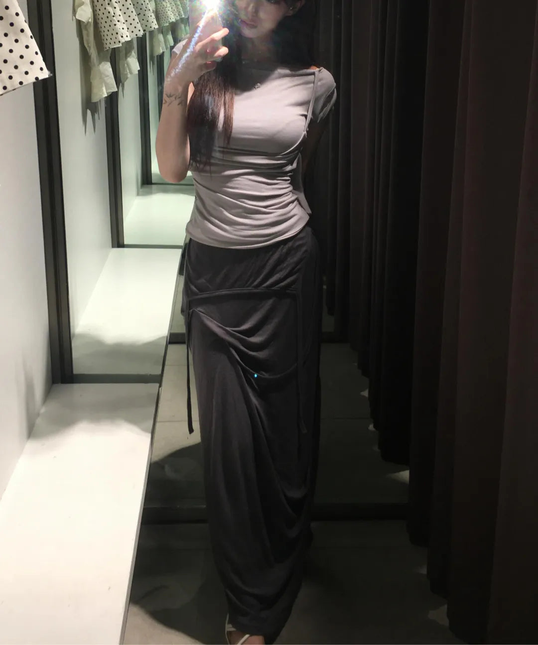【Flare up】 Layered Bustier T-shirt [4 colors]