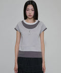 【Flare up】3-Layered Henley T-shirt [Black / Gray]