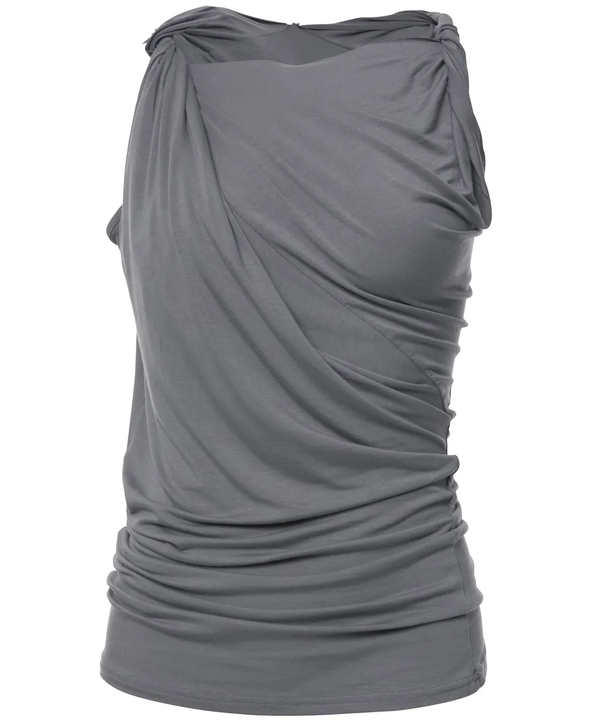 【Flare up】Braided Asymmetrical Sleeveless [Black / White / Gray]