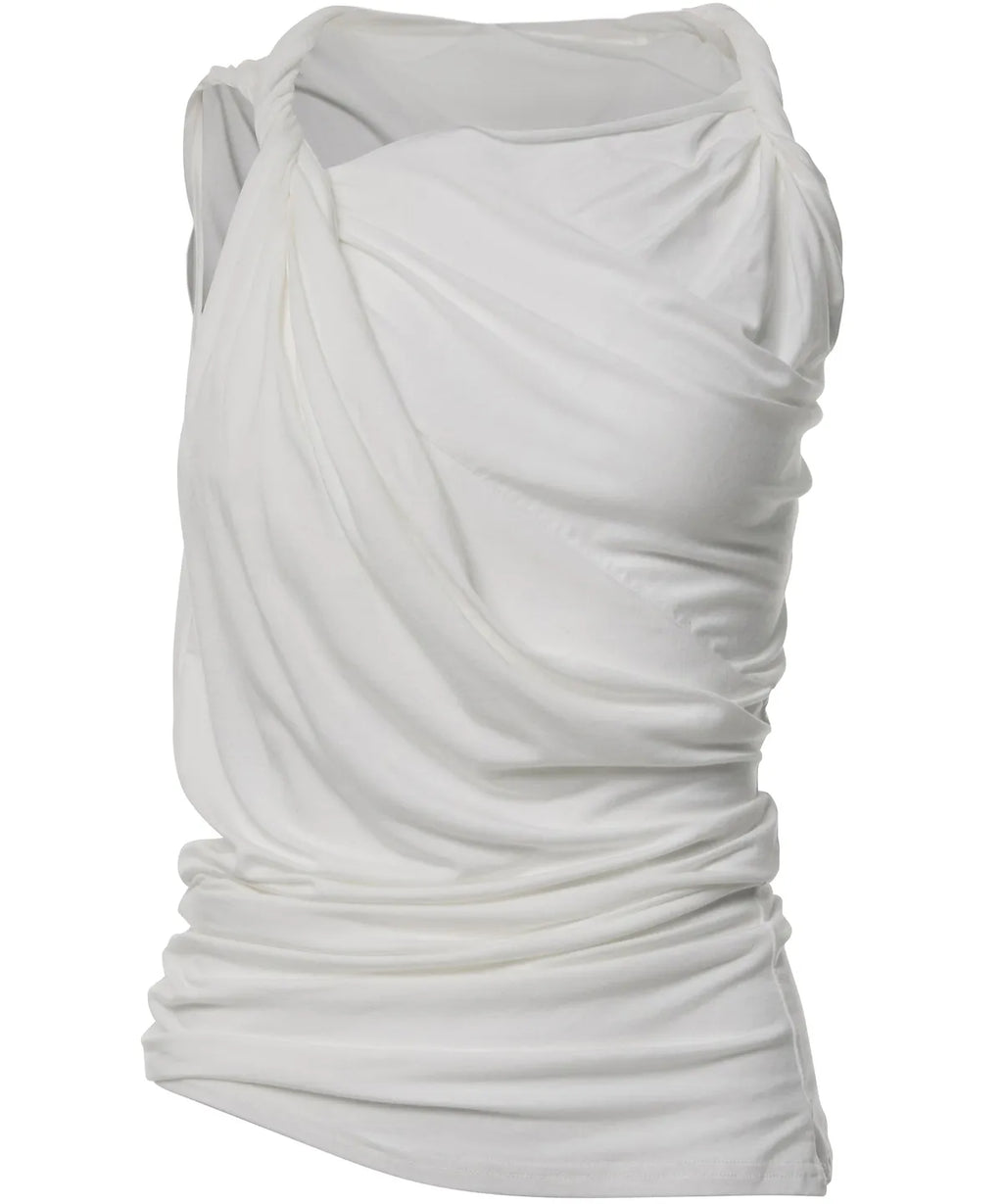 【Flare up】Braided Asymmetrical Sleeveless [Black / White / Gray]