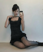 【Flare up】Lace Sleeve Top [Black / White / Gray]