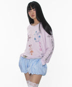 【CRANK】TATTOO LAYERED TOP [ ivory / blue / pink ]