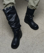 【KHIHO】NODE STUD BOOTS [ Black / Grey ]