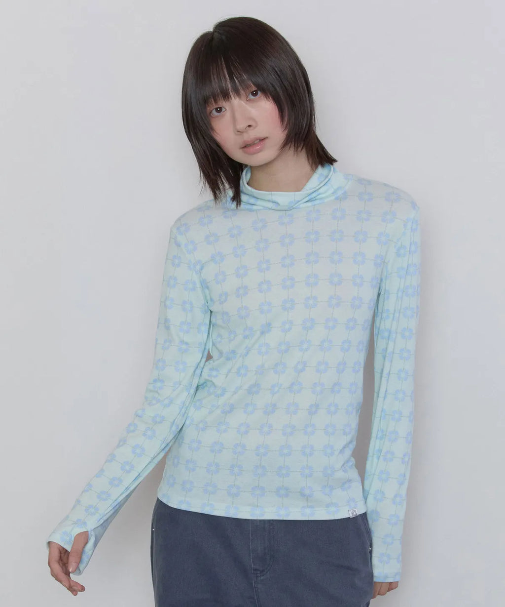 【typeservice】Flora Tile Top [ Mint / Gray ]
