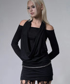 【Fancy Club】3-WAY OFF-SHOULDER COWL TOP - 2 colors